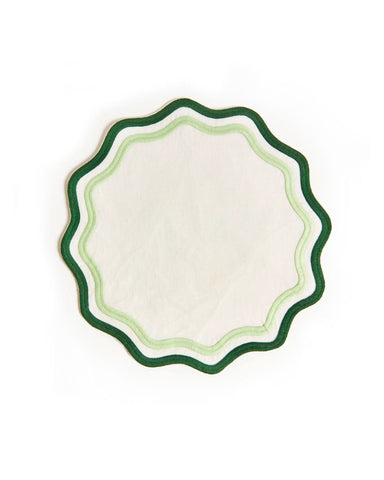 Dark Green Colorblock Linen Embroidered Placemats | Undisclosed